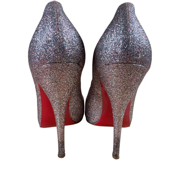 Christian Louboutin Titi 120 Glitter Mini/Specchio Peep Toe Pumps Heels Size 39 - Picture 9 of 11